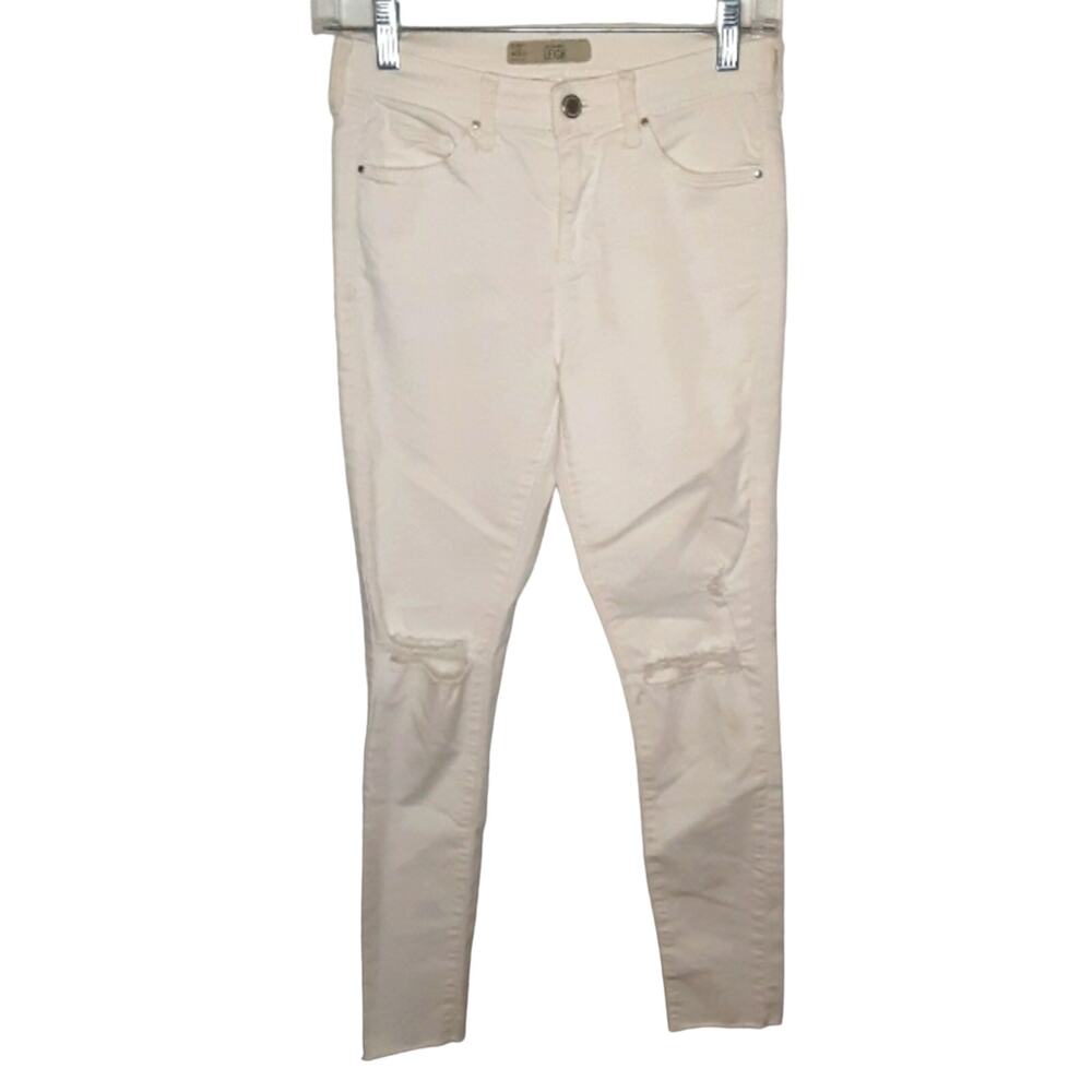 Topshop Moto Distressed White Jeans Size 28
